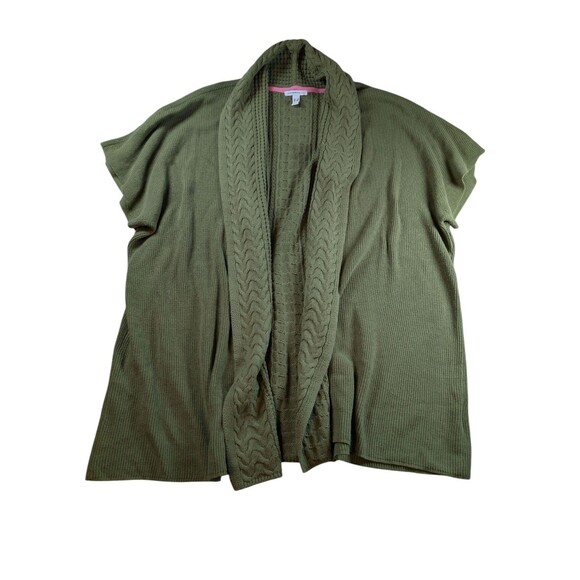 Isaac Mizrahi Open Front Cardigan with Stitch Detail Green 3XL - Picture 1 of 10
